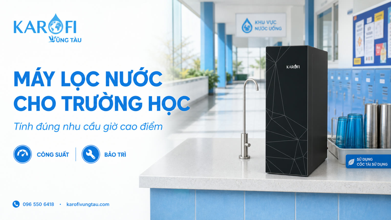 Máy lọc nước trường học: tính công suất