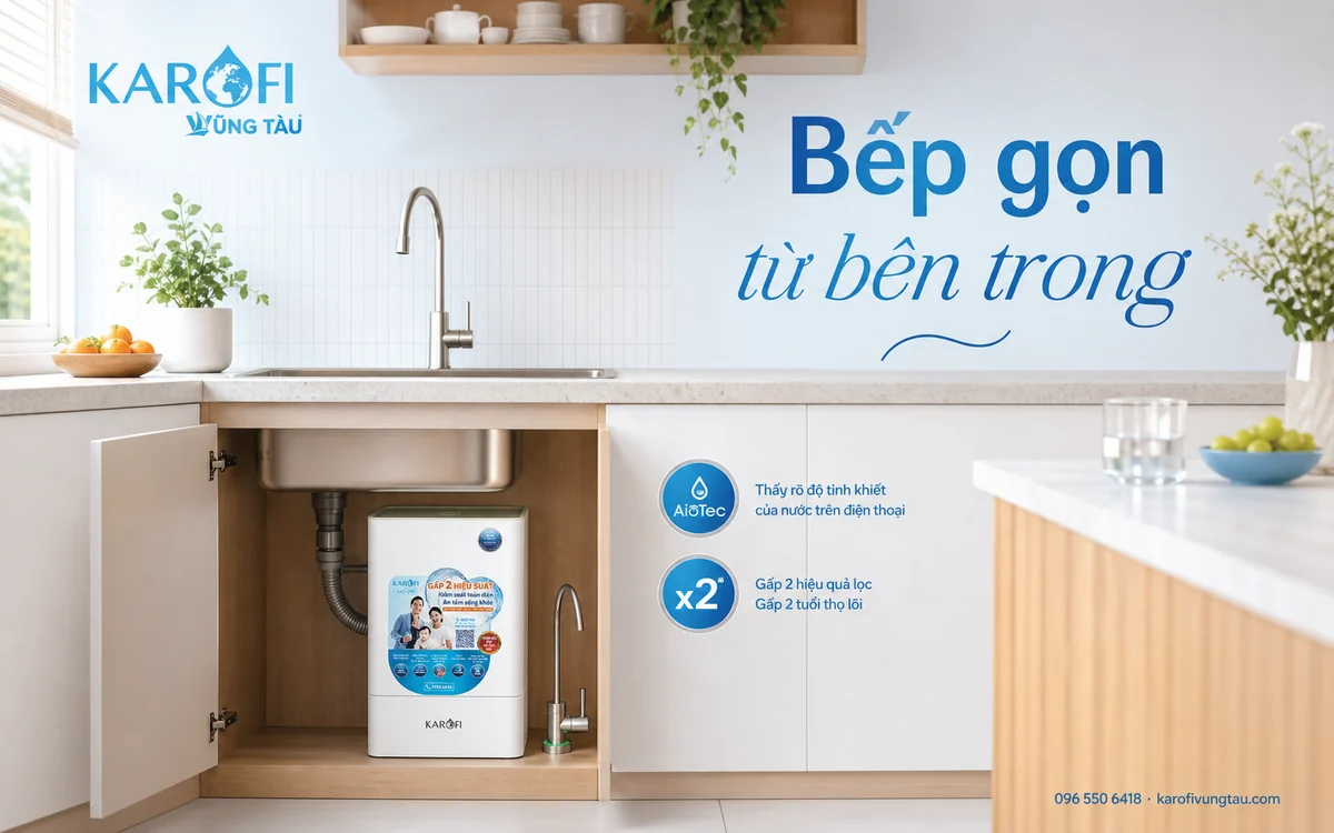 Máy lọc nước để gầm Vũng Tàu: bếp gọn với U98