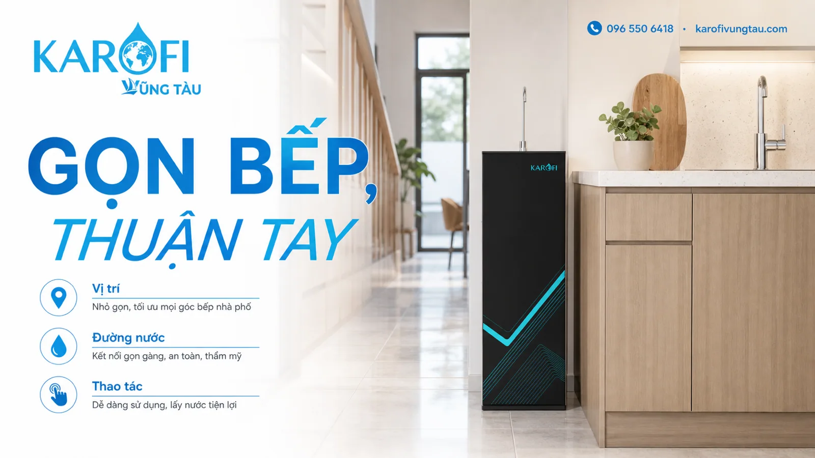 Máy lọc nước cho nhà phố Vũng Tàu: gọn bếp, thuận sử dụng